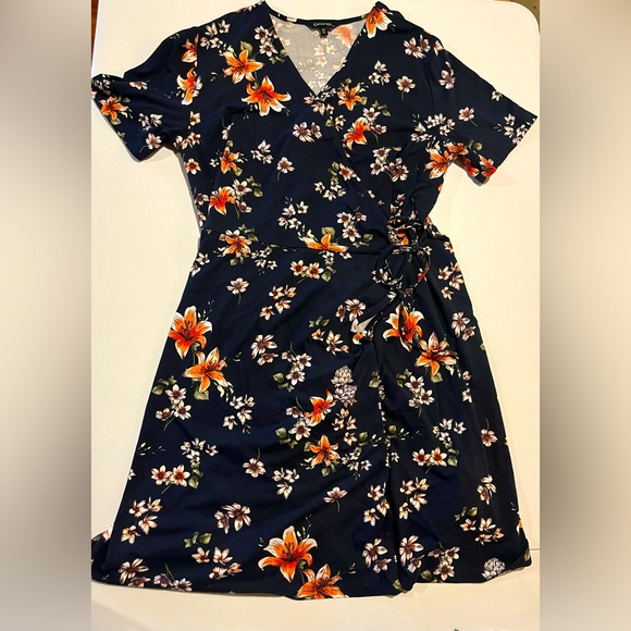 Floral wrap dress marine Xlarge XL George - Picture 1 of 2